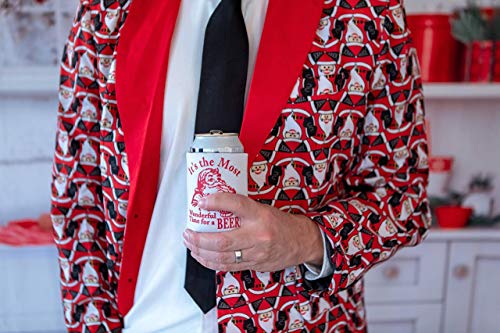 Funny Christmas Santa Beer Can Cooler Stocking Stuffer Party Favor Gift for Men Adult- Set of 2 (Its the Most Wonderful Time for a Beer) - The Beer Connoisseur® Store