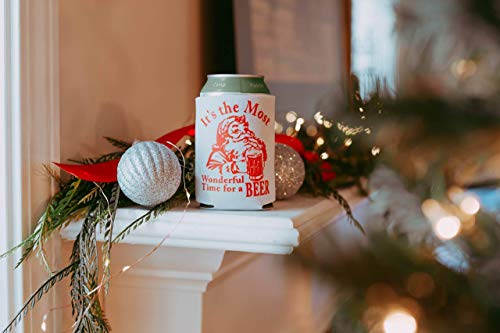 Funny Christmas Santa Beer Can Cooler Stocking Stuffer Party Favor Gift for Men Adult- Set of 2 (Its the Most Wonderful Time for a Beer) - The Beer Connoisseur® Store