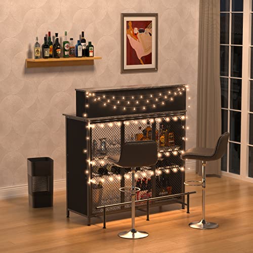 GDLF Home Bar Unit Mini Bar Liquor Bar Table with Storage and Footrest for Home Kitchen Pub (Grey) - The Beer Connoisseur® Store