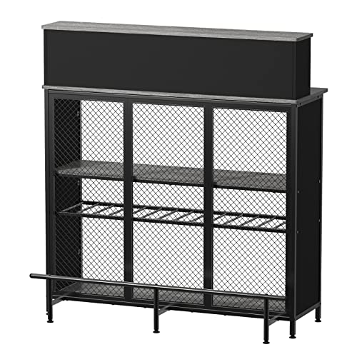 GDLF Home Bar Unit Mini Bar Liquor Bar Table with Storage and Footrest for Home Kitchen Pub (Grey) - The Beer Connoisseur® Store