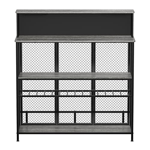 GDLF Home Bar Unit Mini Bar Liquor Bar Table with Storage and Footrest for Home Kitchen Pub (Grey) - The Beer Connoisseur® Store