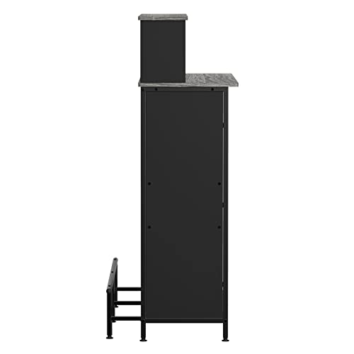 GDLF Home Bar Unit Mini Bar Liquor Bar Table with Storage and Footrest for Home Kitchen Pub (Grey) - The Beer Connoisseur® Store