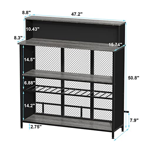 GDLF Home Bar Unit Mini Bar Liquor Bar Table with Storage and Footrest for Home Kitchen Pub (Grey) - The Beer Connoisseur® Store