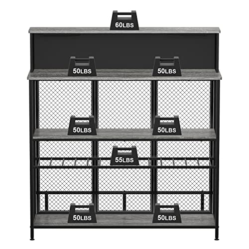 GDLF Home Bar Unit Mini Bar Liquor Bar Table with Storage and Footrest for Home Kitchen Pub (Grey) - The Beer Connoisseur® Store