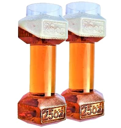 Gemsho Glass Set of 2, Dumbbell Beer Glasses | Dumbell Beer Glass | Funny Beer Mug | Beer Mugs For Men | Funny Beer Glasses | Beer Glasses Funny | Cool Beer Glasses | Giant Beer Glass B07X8DLK3W - The Beer Connoisseur® Store