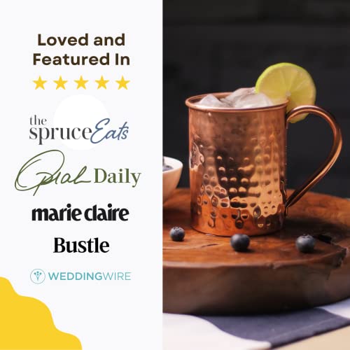[Gift Set] Advanced Mixology Moscow Mule Mugs Set of 2 (16oz) | 100% Copper Mugs Set w/ 2 Straws, 2 Wooden Coasters & 1 Shot Glass | Tarnish-Resistant Food Grade Lacquer Coat - The Beer Connoisseur® Store