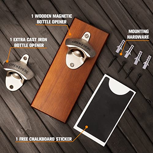 Gifts for Men Dad, Wall Mounted Magnetic Beer Bottle Opener for Fridge, Valentines Day Anniversary Unique Gifts for Him Husband Boyfriend, Funny Beer Birthday Gift Cool Stuff Gadgets for Man Cave - The Beer Connoisseur® Store