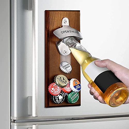 Gifts for Men Dad, Wall Mounted Magnetic Beer Bottle Opener for Fridge, Valentines Day Anniversary Unique Gifts for Him Husband Boyfriend, Funny Beer Birthday Gift Cool Stuff Gadgets for Man Cave - The Beer Connoisseur® Store