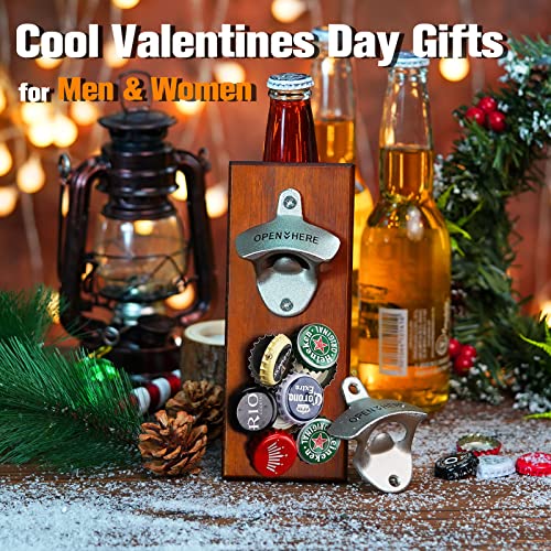 Gifts for Men Dad, Wall Mounted Magnetic Beer Bottle Opener for Fridge, Valentines Day Anniversary Unique Gifts for Him Husband Boyfriend, Funny Beer Birthday Gift Cool Stuff Gadgets for Man Cave - The Beer Connoisseur® Store
