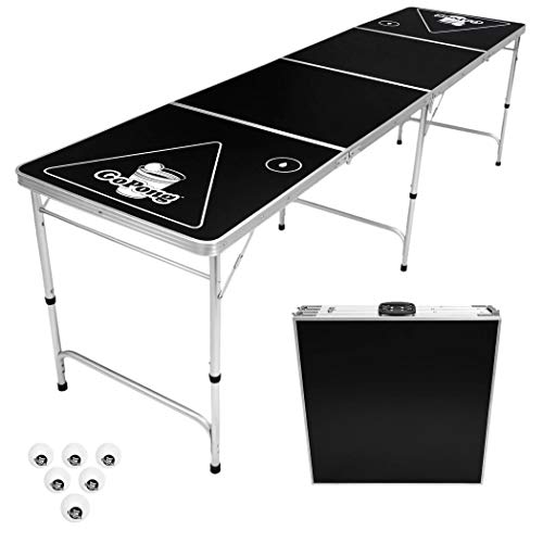 GoPong 8-Foot Portable Folding Beer Pong / Flip Cup Table (6 Balls Included) - The Beer Connoisseur® Store
