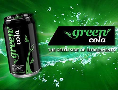 Green Cola - Sugar Free, Zero Calories, Naturally Sweetened with 100% Stevia Leaf Extract, Carbonated Soda, 100% Cola Taste, 12 Fl Oz each can - Pack of 8 - The Beer Connoisseur® Store