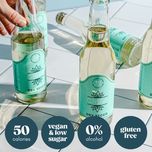 Gruvi Non-Alcoholic Prosecco, 50 Calories, 8-Pack, 0% ABV, Non Alcoholic Sparkling Wine, Zero Alcohol Wine, NA Wine - The Beer Connoisseur® Store