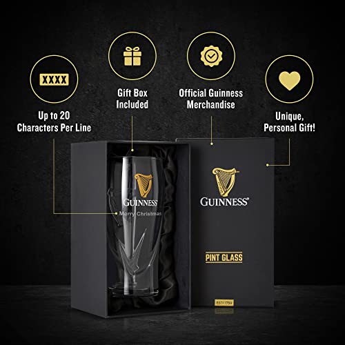 Guinness Custom Engraved Personalized Gravity Pint Beer Glass | Guinness Official Merchandise Boxed With Gift Box - The Beer Connoisseur® Store