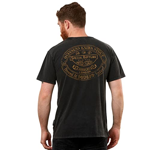 Guinness Distressed Trademark Label T-Shirt, X-Large, Black - The Beer Connoisseur® Store