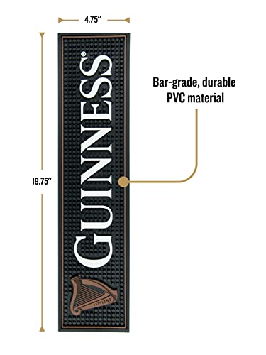 Guinness Gaelic Label Bar Mat - Non Slip Black PVC Rubber Drip Tray (White) | Guinness Official Merchandise No Spillage Bar Mat - The Beer Connoisseur® Store
