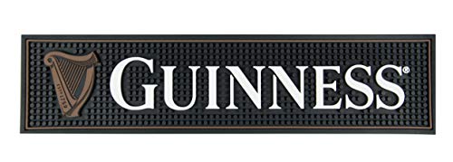 Guinness Gaelic Label Bar Mat - Non Slip Black PVC Rubber Drip Tray (White) | Guinness Official Merchandise No Spillage Bar Mat - The Beer Connoisseur® Store
