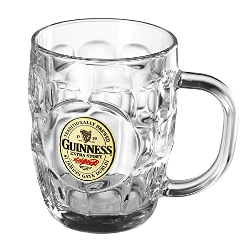 Guinness Hobnail Tankard - Classic Glass Beer Mug with Handle - The Beer Connoisseur® Store