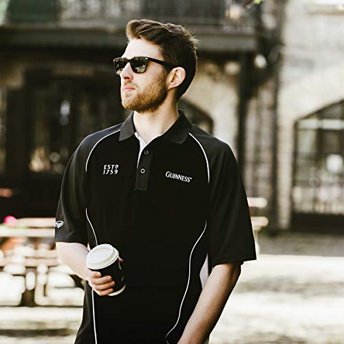 Guinness Official Merchandise Guinness Performance Signature Golf Shirt Polyester Paneled Sport Polo Shirt Black - The Beer Connoisseur® Store
