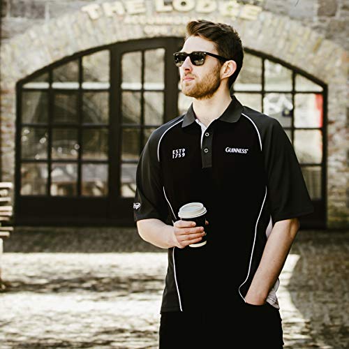Guinness Official Merchandise Guinness Performance Signature Golf Shirt Polyester Paneled Sport Polo Shirt Black - The Beer Connoisseur® Store