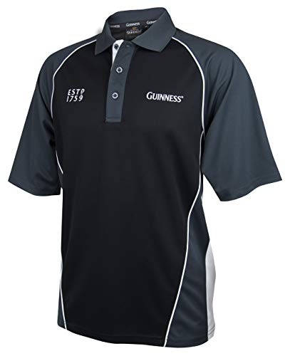 Guinness Official Merchandise Guinness Performance Signature Golf Shirt Polyester Paneled Sport Polo Shirt Black - The Beer Connoisseur® Store