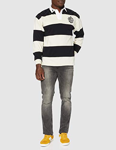 Guinness Rugby Shirt with Brewed in Dublin Crest Badge, Cream and Black Stripes - The Beer Connoisseur® Store