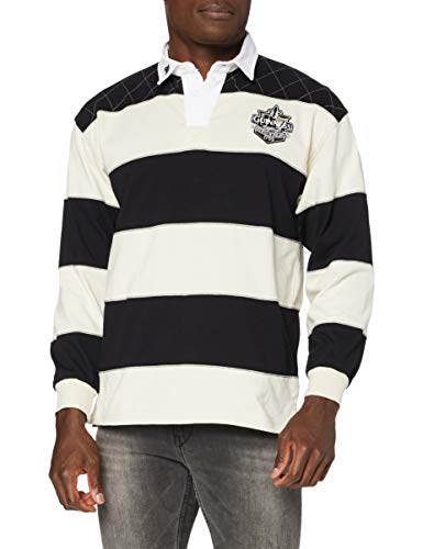 Guinness Rugby Shirt with Brewed in Dublin Crest Badge, Cream and Black Stripes - The Beer Connoisseur® Store