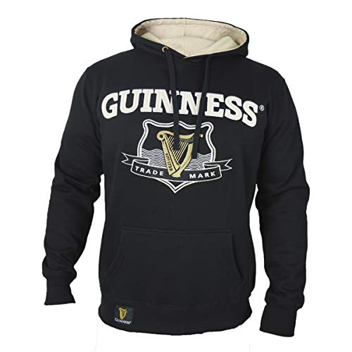 Guinness Signature Black Hooded Sweatshirt | Guinness Official Merchandise Cotton/Polyester Blend Comfortable Hoodie - The Beer Connoisseur® Store