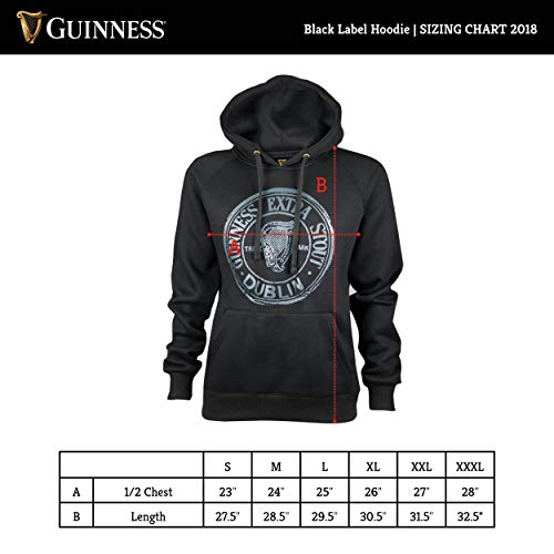 Guinness Signature Black Hooded Sweatshirt | Guinness Official Merchandise Cotton/Polyester Blend Comfortable Hoodie - The Beer Connoisseur® Store