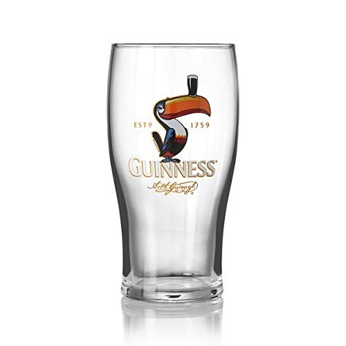 Guinness Toucan Pint Glass, Single Glass | 20oz Pints Drinking Cup | Thick Beer Glasses | Guinness Beer 20 oz Beer Can Glass - The Beer Connoisseur® Store