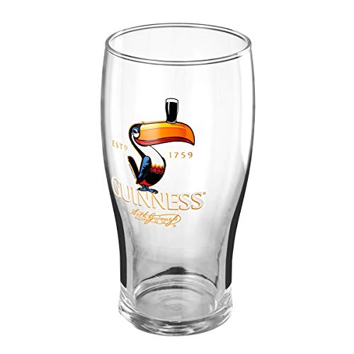 Guinness Toucan Pint Glass, Single Glass | 20oz Pints Drinking Cup | Thick Beer Glasses | Guinness Beer 20 oz Beer Can Glass - The Beer Connoisseur® Store