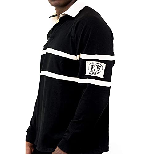 Guinness Traditional Black and Cream Longsleeve Rugby Jersey, Official Guinness Merchandise - The Beer Connoisseur® Store