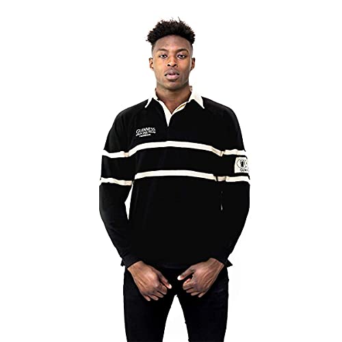 Guinness Traditional Black and Cream Longsleeve Rugby Jersey, Official Guinness Merchandise - The Beer Connoisseur® Store
