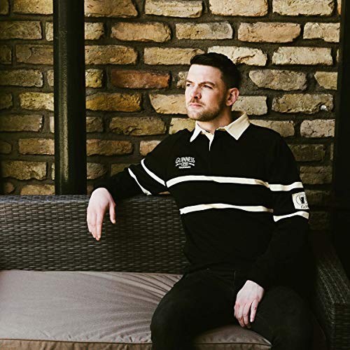 Guinness Traditional Black and Cream Longsleeve Rugby Jersey, Official Guinness Merchandise - The Beer Connoisseur® Store