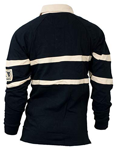 Guinness Traditional Black and Cream Longsleeve Rugby Jersey, Official Guinness Merchandise - The Beer Connoisseur® Store