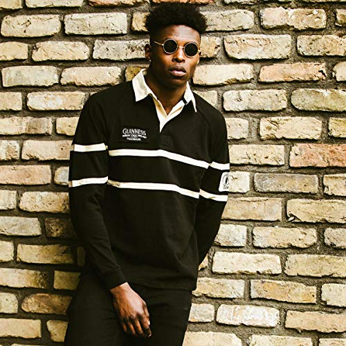 Guinness Traditional Black and Cream Longsleeve Rugby Jersey, Official Guinness Merchandise - The Beer Connoisseur® Store