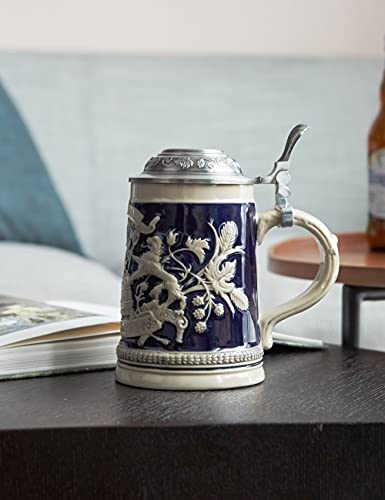 HAUCOZE Beer Stein Mug German Bavarian Drinking Stanley Drinking Mug with Lid for Man 0.6Liter - The Beer Connoisseur® Store