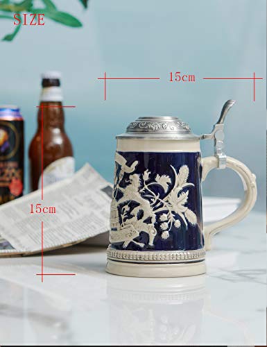 HAUCOZE Beer Stein Mug German Bavarian Drinking Stanley Drinking Mug with Lid for Man 0.6Liter - The Beer Connoisseur® Store
