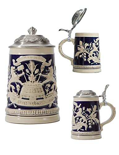 HAUCOZE Beer Stein Mug German Bavarian Drinking Stanley Drinking Mug with Lid for Man 0.6Liter - The Beer Connoisseur® Store