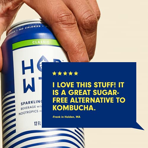 HOP WTR - Sparkling Hop Water - Classic (12 Pack) - NA Beer, No Calories or Sugar, Low Carb, With Adaptogens and Nootropics for Added Benefits (12 oz Cans) - The Beer Connoisseur® Store