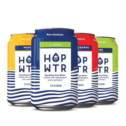 HOP WTR - Sparkling Hop Water - Variety Pack (12 Pack) - NA Beer, No Calories or Sugar, Low Carb, With Adaptogens and Nootropics for Added Benefits (12 oz Cans) - The Beer Connoisseur® Store