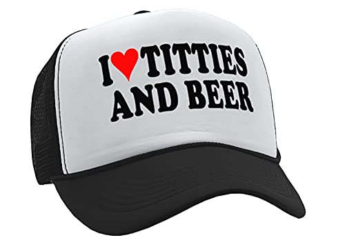 I Heart Titties and Beer - Love Funny Joke Gag - Unisex Adult Trucker Cap Hat, Black - The Beer Connoisseur® Store