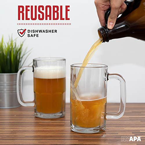 Ilyapa Amber Glass Growlers for Beer, 2 Pack - 64 oz Half Gallon Jug Set with Lids - Great for Home Brewing, Kombucha, Cider & More - The Beer Connoisseur® Store