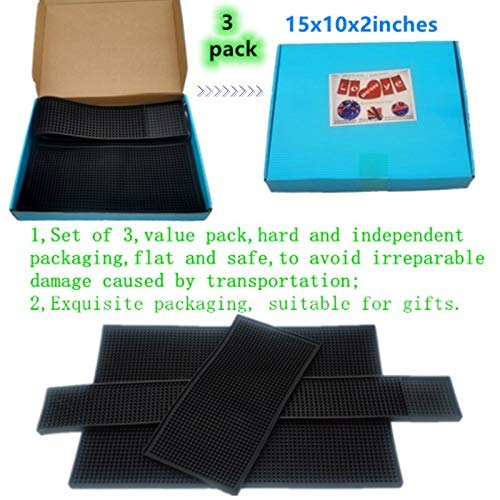 IMIYOKU Bar Mat Set of 3 Rubber Bar Service Spill Mat for Cocktail Bartender Coffee Bar or Countertop Mats Glass Drying Mat (Black, 18" x 12"+23" x 3"+12" x 6") - The Beer Connoisseur® Store