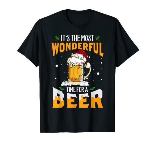 Its The Most Wonderful Time For A Beer Christmas Santa Light T-Shirt - The Beer Connoisseur® Store