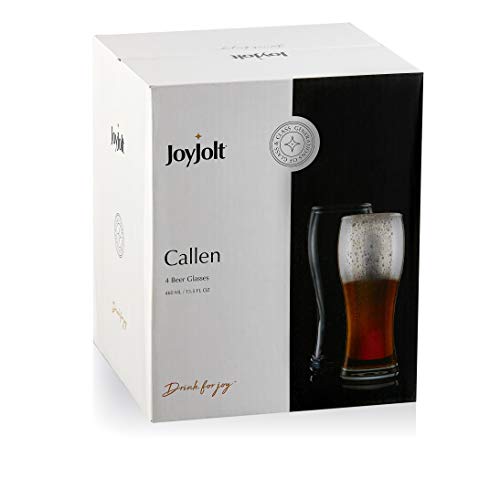 JoyJolt Callen 15.5oz Beer Glasses Set of 4 Beer Pint Glass. Craft Beer Glass, Pilsner Glasses, IPA Beer Glass. Solid Glassware Beer Cup. Classic Beer Gifts, Beer Cups, Mugs and Beer Glasses for Men - The Beer Connoisseur® Store
