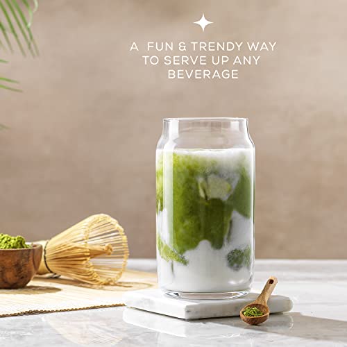 JoyJolt Drinking Glass Cups Set of 6 - 16oz Beer Can Glasses. Clear Soda Can Shaped Glass Cups, Cute Iced Coffee Cup Tumblers, Cold Drink Glassware, Unique Water, Tea, Cocktail Glass Set - The Beer Connoisseur® Store