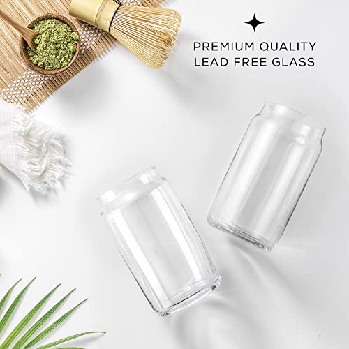 JoyJolt Drinking Glass Cups Set of 6 - 16oz Beer Can Glasses. Clear Soda Can Shaped Glass Cups, Cute Iced Coffee Cup Tumblers, Cold Drink Glassware, Unique Water, Tea, Cocktail Glass Set - The Beer Connoisseur® Store