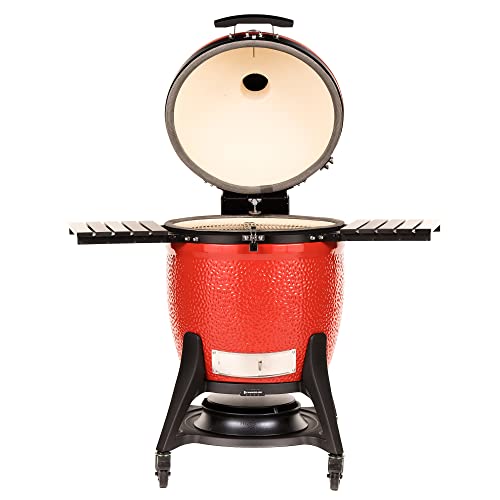 Kamado Joe KJ15041021 Big Joe III 24-inch Charcoal Grill with Cart and Side Shelves, Blaze Red - The Beer Connoisseur® Store