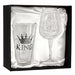 King Beer & Queen Wine Glass Set | Beautiful Gift for Newlyweds, Engagements, Anniversaries, Weddings, Parents, Couples, Christmas - Novelty Drinking Glassware (King Beer & Queen Wine Glass Set) - The Beer Connoisseur® Store