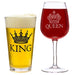 King Beer & Queen Wine Glass Set | Beautiful Gift for Newlyweds, Engagements, Anniversaries, Weddings, Parents, Couples, Christmas - Novelty Drinking Glassware (King Beer & Queen Wine Glass Set) - The Beer Connoisseur® Store